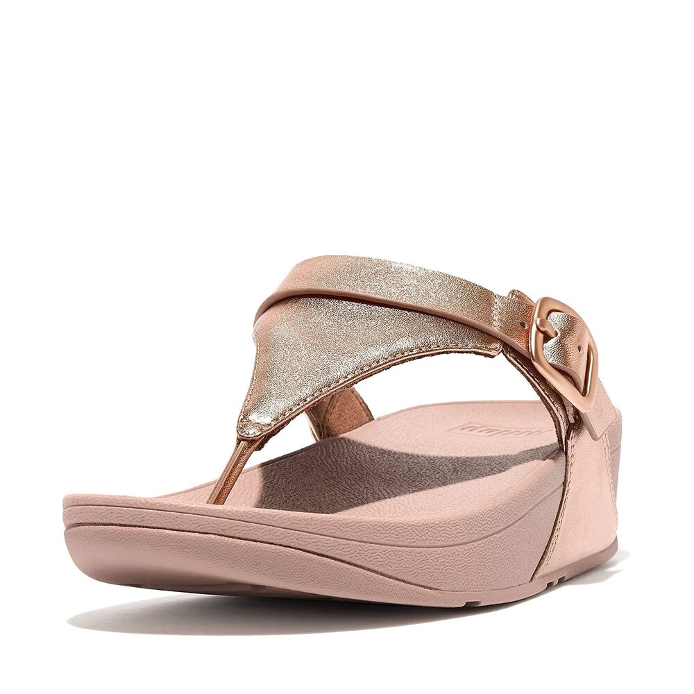 FitFlop Women's Lulu Adjustable Leather Toe-post, Pink, Size 6.5UK